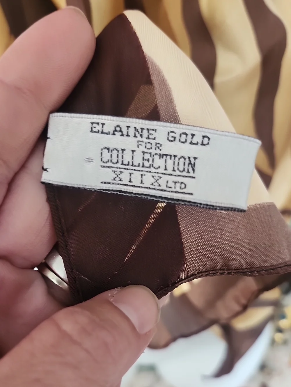Vtg Elaine Gold For Collection XIIX Brown & Gold Zebra Print Sheer